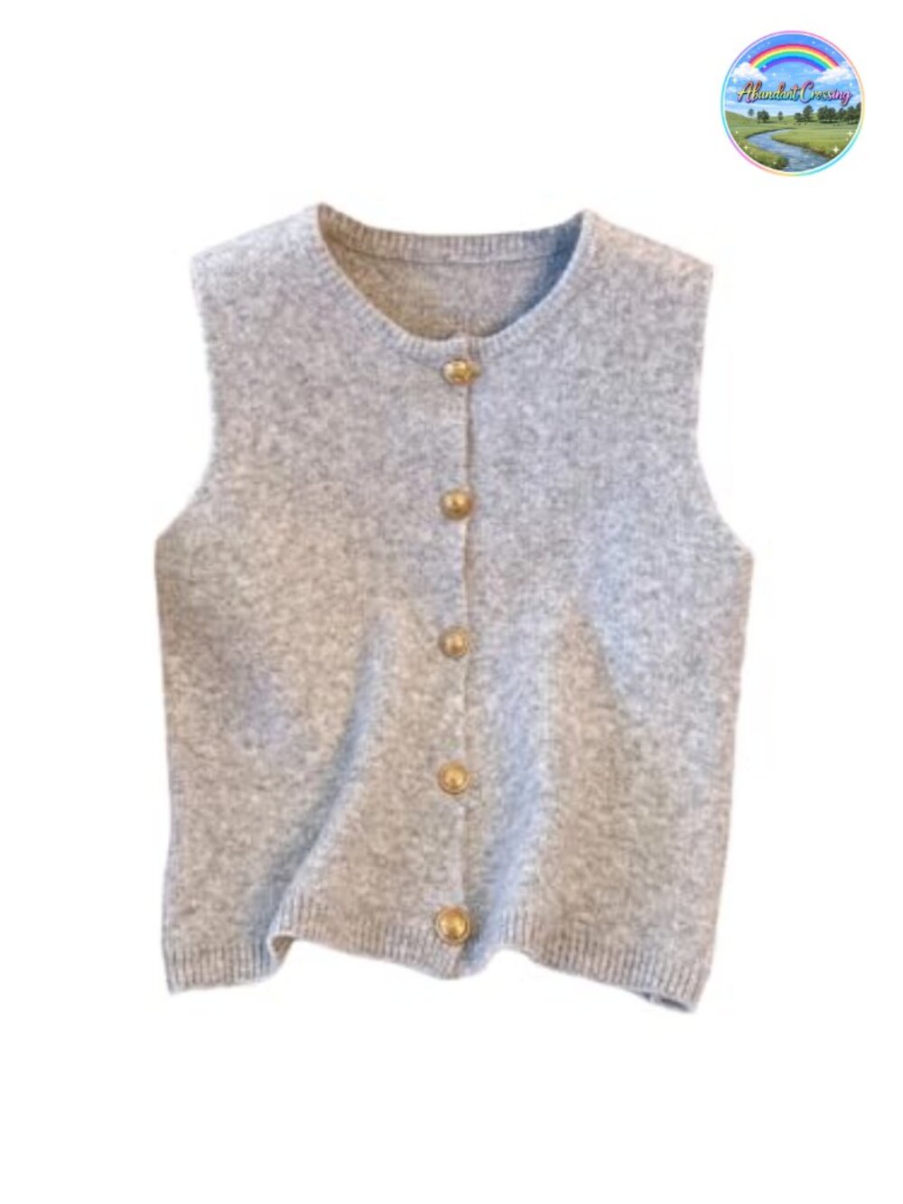 Button Down Sweater Vest Sleeveless Crewneck Knit Knitwear